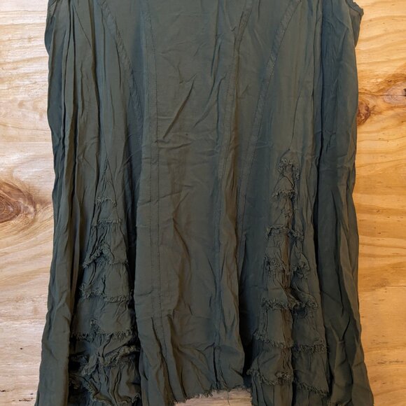 Free People Intimately Tank Sleeveless Med Green Crinkle Ruffle Beach Flowy Long - Picture 9 of 10